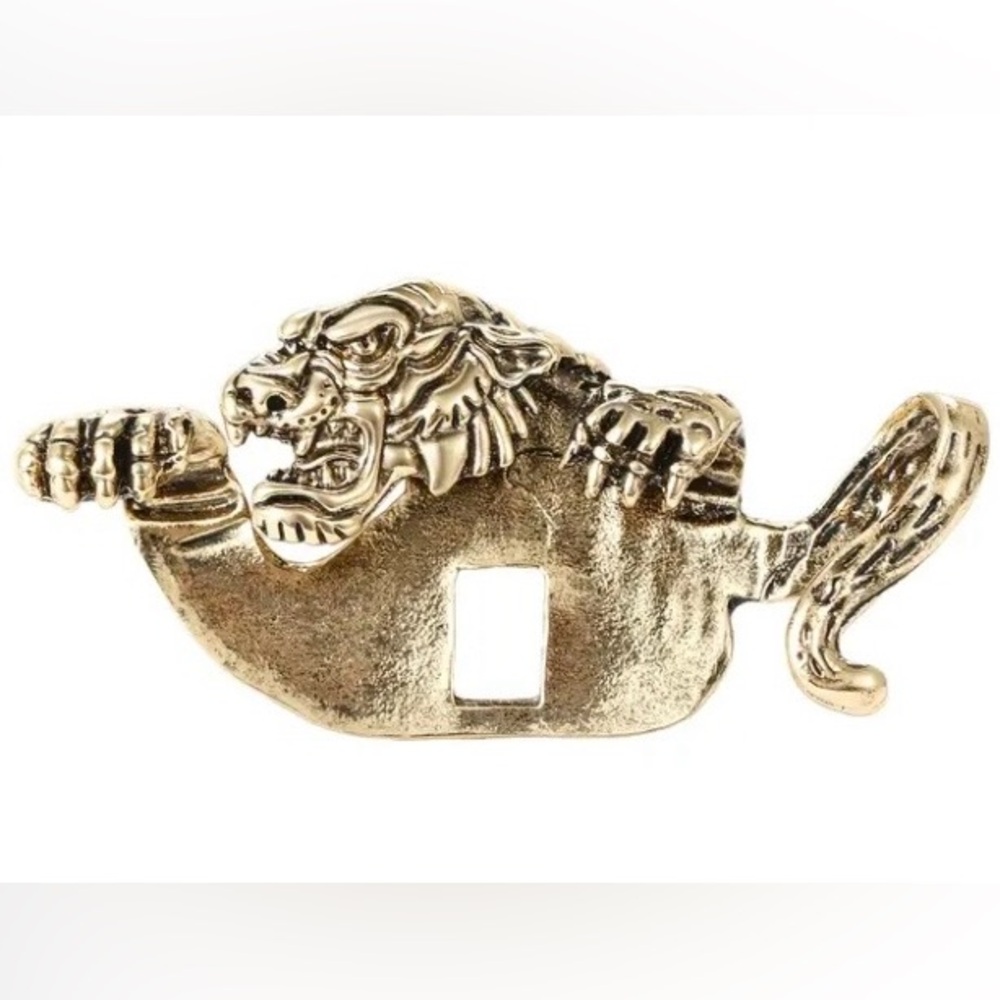 Antiqued Gold Tiger Pocket Brooch - Picture 2 of 8